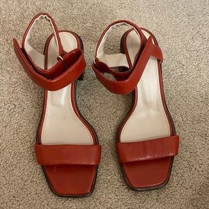Theory Block Heel Rust Orange Sandals Size 9